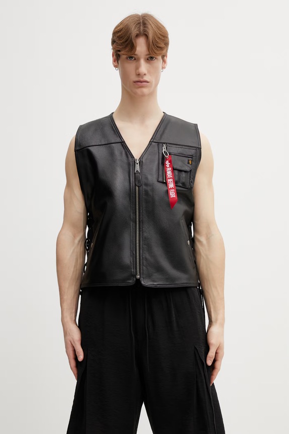 Шкіряний жилет Alpha Industries X-Force без капюшона чорний 266108