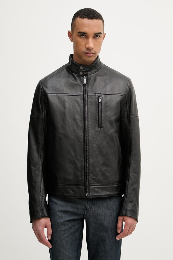 Trussardi kurtka przejściowa męska skórzana czarny R301M000054N