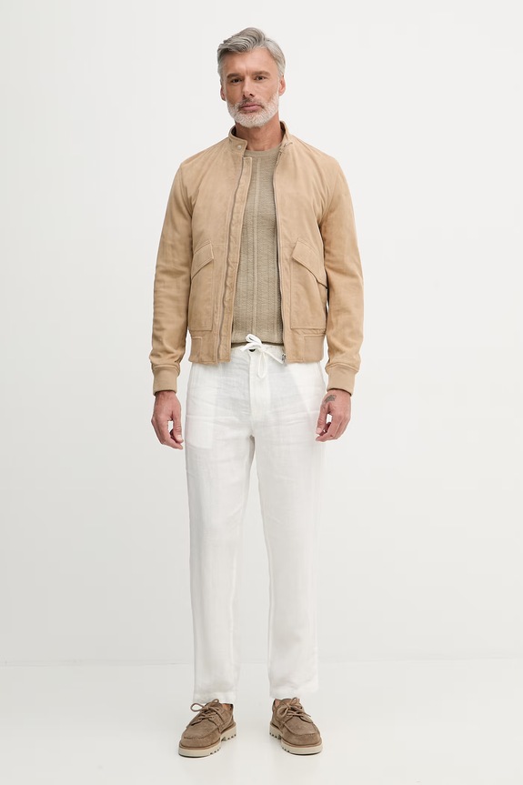 Trussardi kurtka przejściowa męska zamszowa R312M000046N beżowy SS26