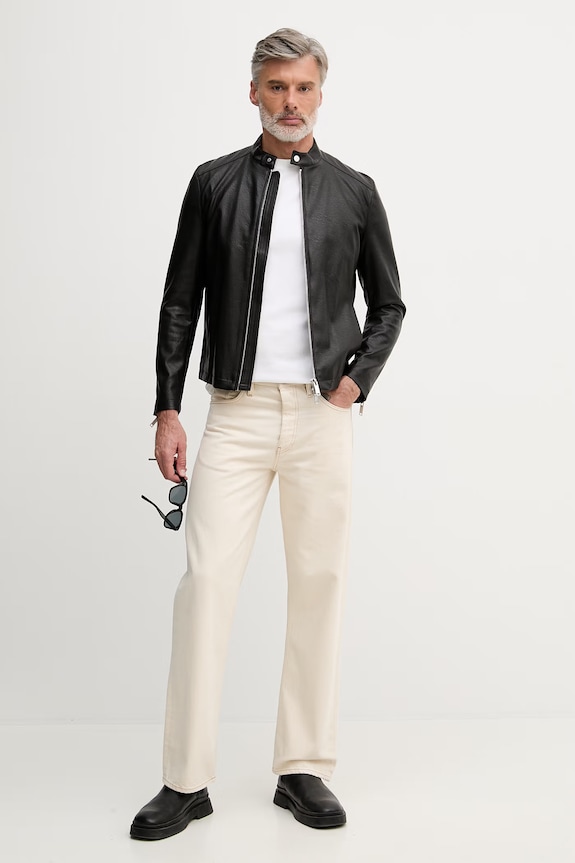 Sisley jachetă scurtă bărbați 21DYSN03P.100 negru SS26