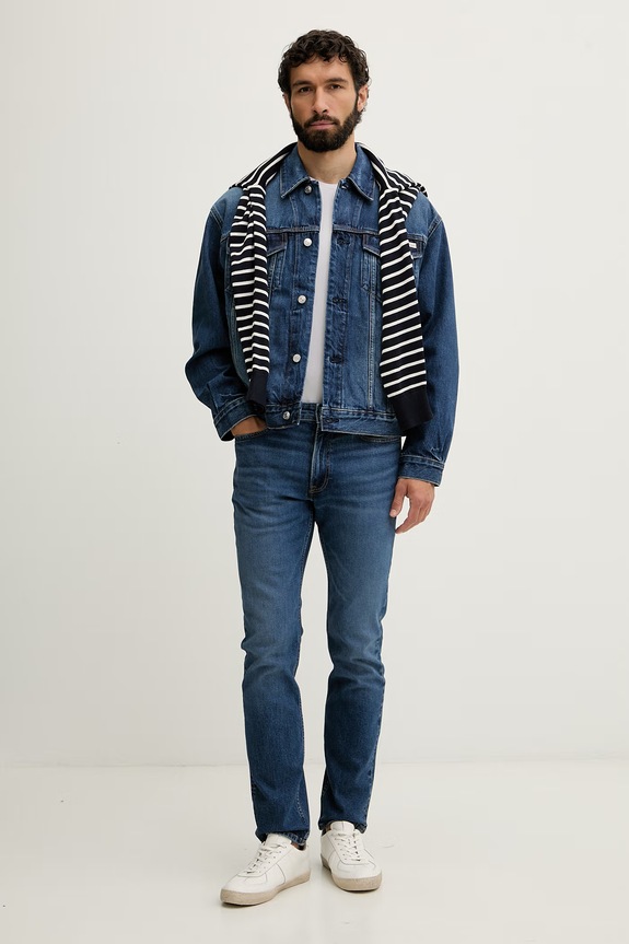 Calvin Klein Jeans traper jakna za muškarce od pamuka LV04RF705G mornarsko plava SS26