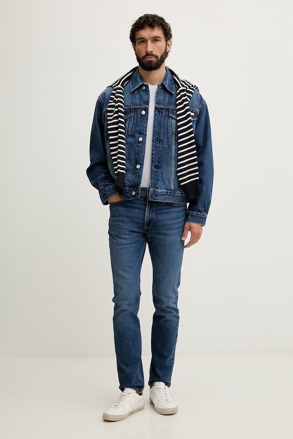Calvin Klein Jeans traper jakna za muškarce od pamuka LV04RF705G mornarsko plava SS26