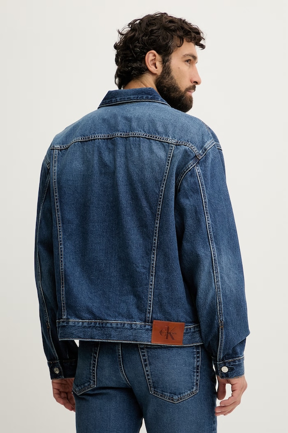 Odjeća Calvin Klein Jeans traper jakna za muškarce od pamuka LV04RF705G mornarsko plava