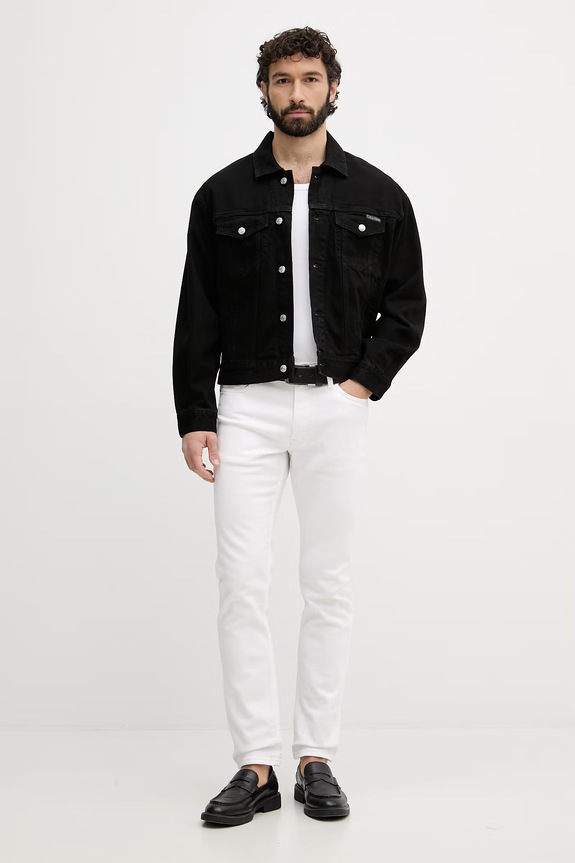 Calvin Klein Jeans prechodná bunda pánska rifľová LV04RF706G čierna SS26