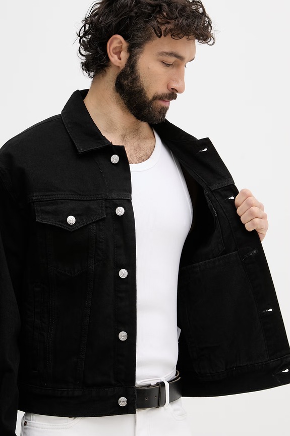 Calvin Klein Jeans prechodná bunda pánska rifľová LV04RF706G