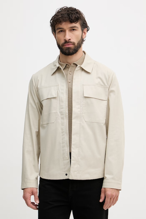 United Colors of Benetton Μεταβατικό μπουφάν Ανδρικό με πρόσμιξη λινού μπεζ 2ITGUN074