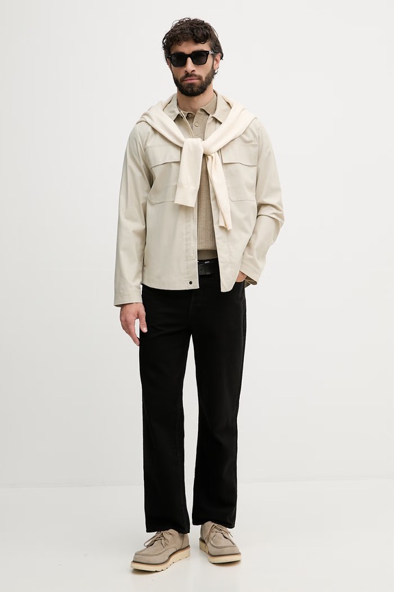 United Colors of Benetton Μεταβατικό μπουφάν Ανδρικό με πρόσμιξη λινού 2ITGUN074 μπεζ SS26