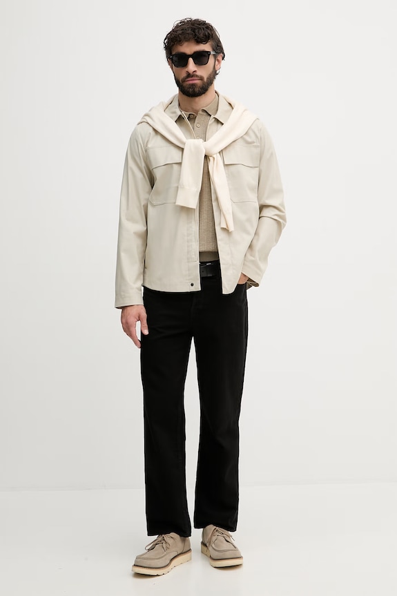 United Colors of Benetton Μεταβατικό μπουφάν Ανδρικό με πρόσμιξη λινού 2ITGUN074 μπεζ SS26