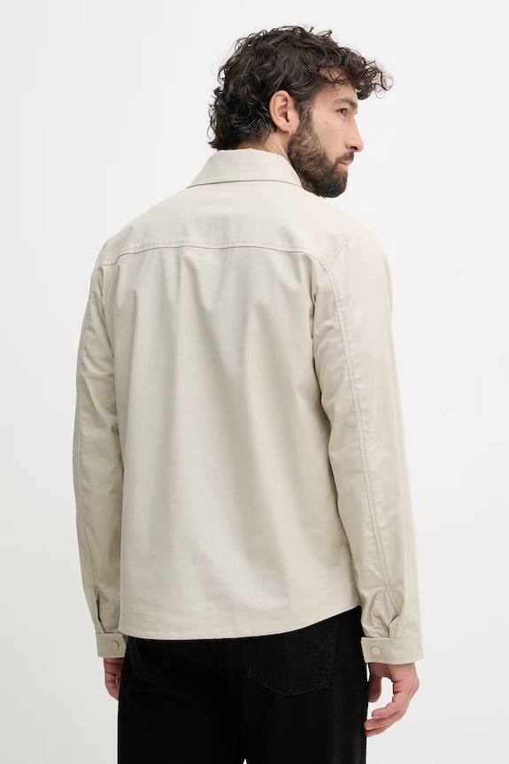 Ρούχα United Colors of Benetton Μεταβατικό μπουφάν Ανδρικό με πρόσμιξη λινού 2ITGUN074 μπεζ