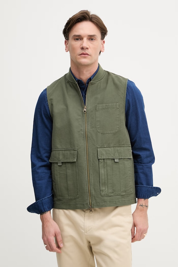 United Colors of Benetton vestă pentru bărbați, din bumbac verde 2OAEUJ00W
