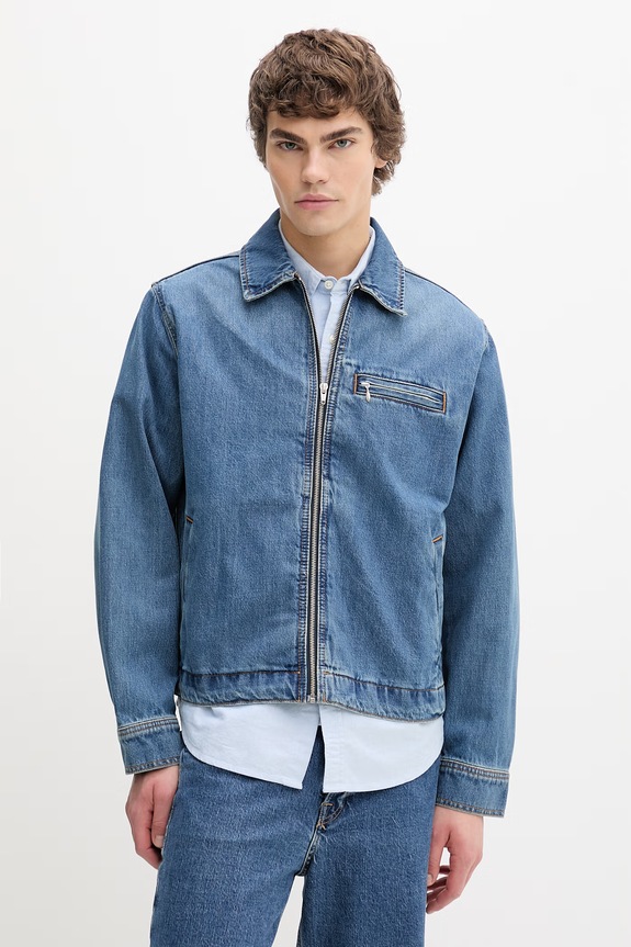 Levi's krátka bunda pánska rifľová CRISTOBAL GARAGE modrá 005BL.0002