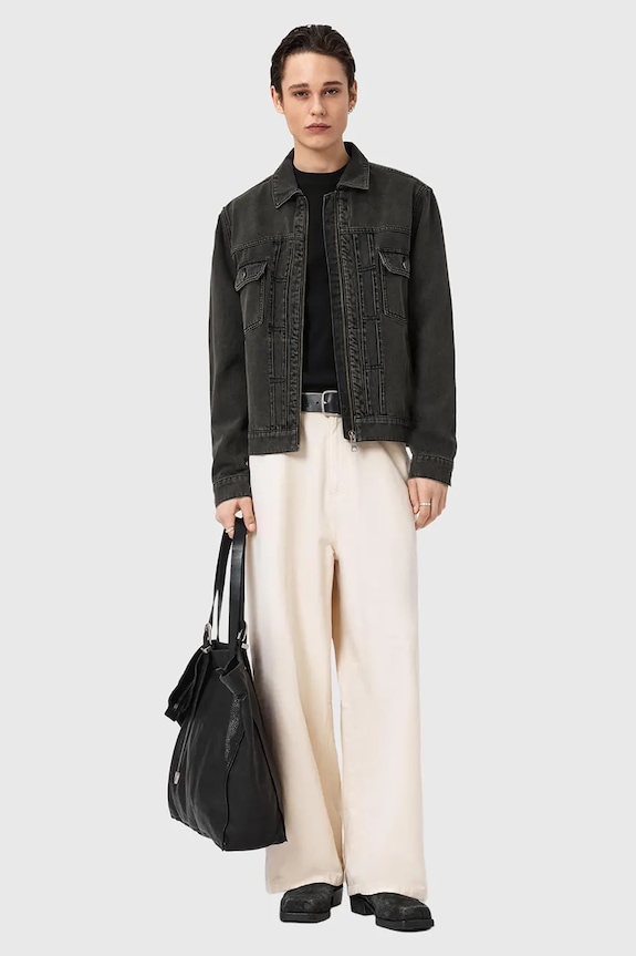 Oblečení Džínová bunda AllSaints BRIGHTMORE M018OC černá