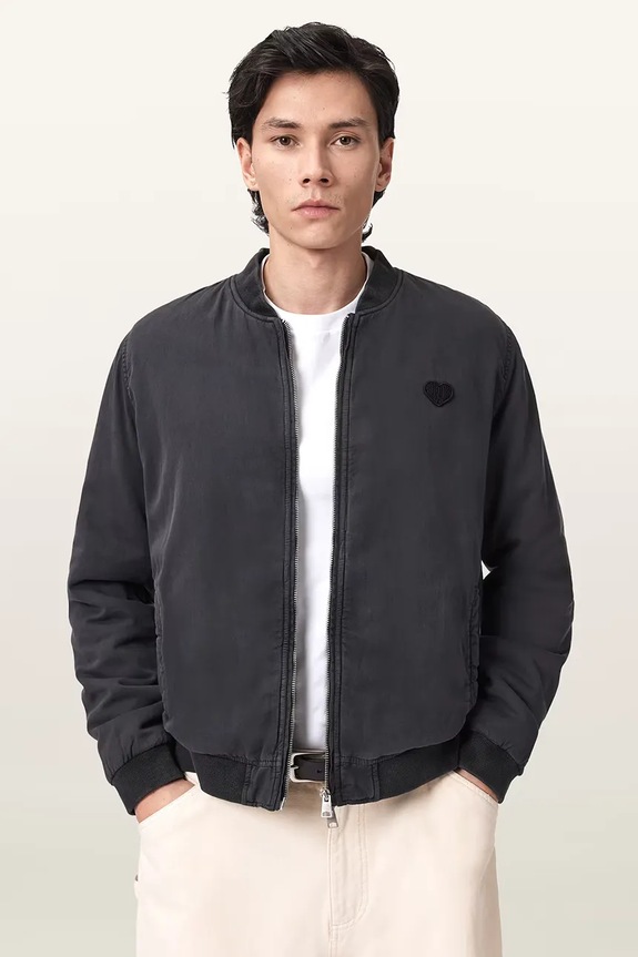 AllSaints geacă bomber pentru bărbați din bumbac FORRES negru M057OD