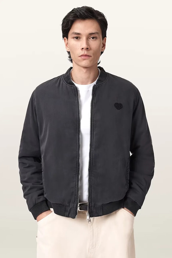 AllSaints geacă bomber pentru bărbați din bumbac FORRES negru M057OD
