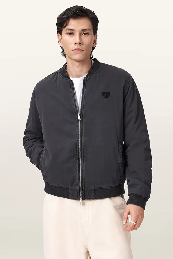 AllSaints geacă bomber pentru bărbați din bumbac FORRES negru M057OD