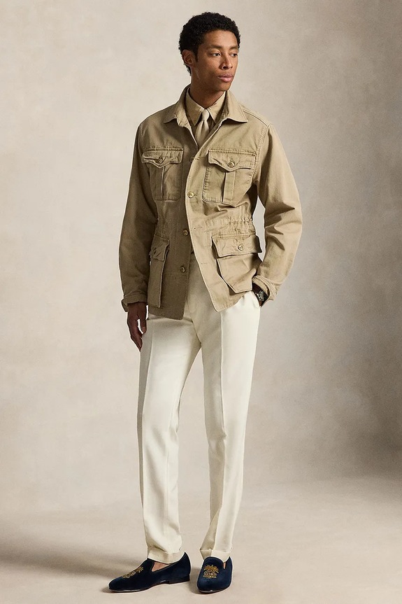 Ρούχα Polo Ralph Lauren μεταβατικό μπουφάν Ανδρικό βαμβακερό 710P07788 καφέ