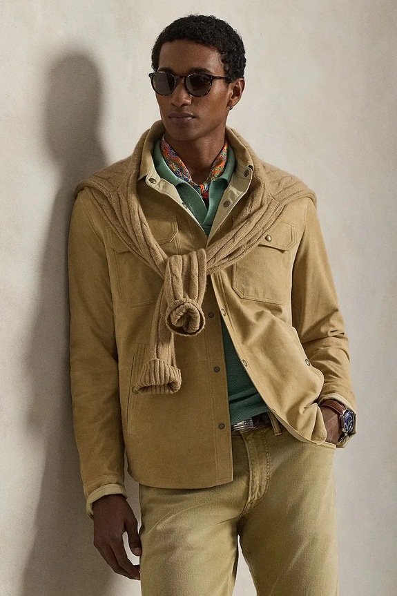 Semišová bunda Polo Ralph Lauren hnědá 710955766