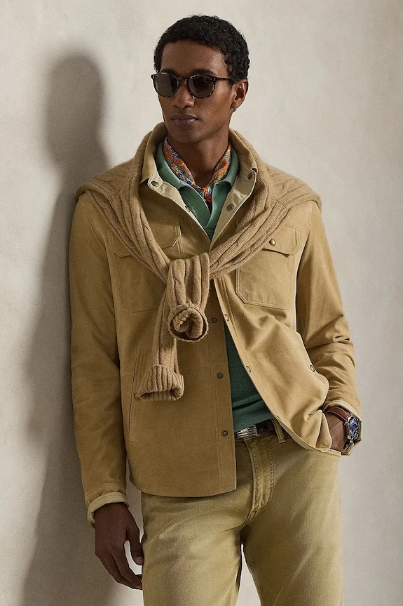 Semišová bunda Polo Ralph Lauren hnědá 710955766
