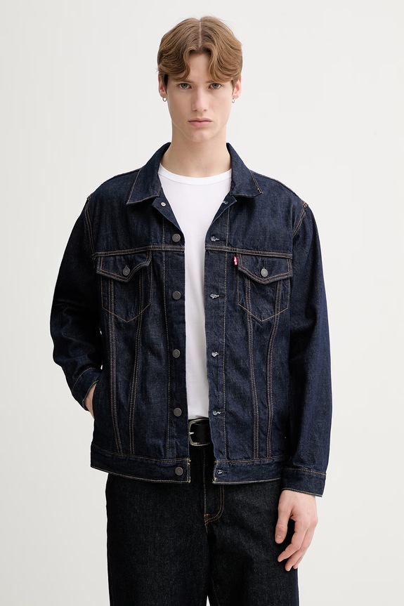 Traper jakna Levi's RELAXED FIT za prijelazno razdoblje mornarsko plava A5782.0083