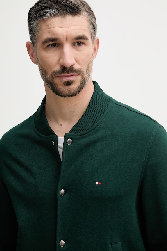 Tommy Hilfiger Bomber dzseki férfi pamut zöld MW0MW42470