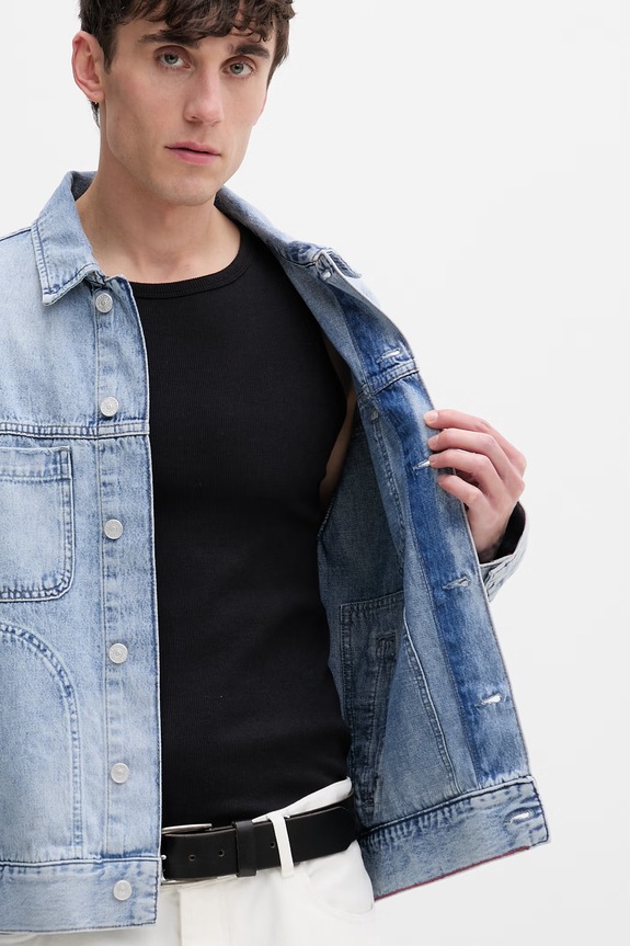 Tommy Jeans prechodná bunda pánska rifľová DM0DM22473