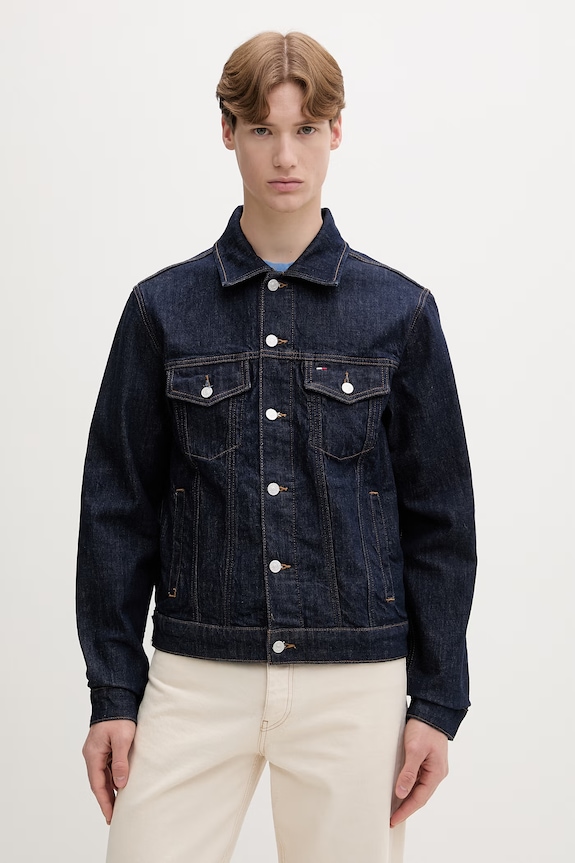 Tommy Jeans τζιν μπουφάν ανδρικό ντένιμ σκούρο μπλε DM0DM22984