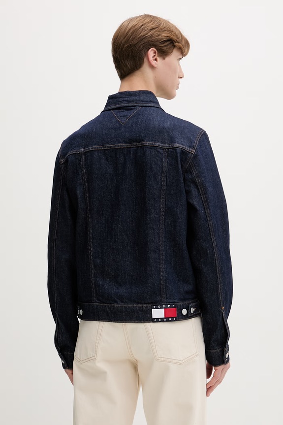 Ρούχα Tommy Jeans τζιν μπουφάν ανδρικό ντένιμ DM0DM22984 σκούρο μπλε