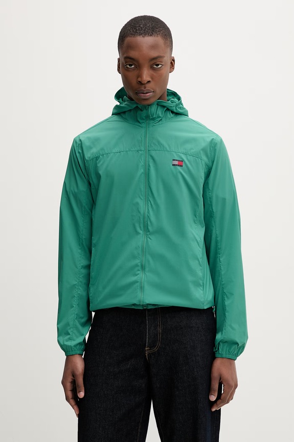Tommy Jeans prechodná bunda pánska zelená DM0DM23112