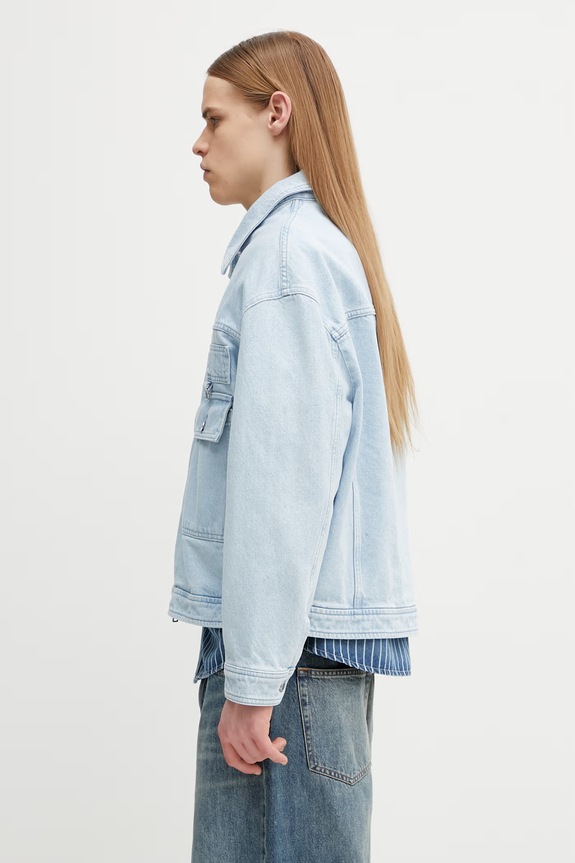 Maison Kitsuné bunda džínová pánská QM02106WD4022 modrá SS26