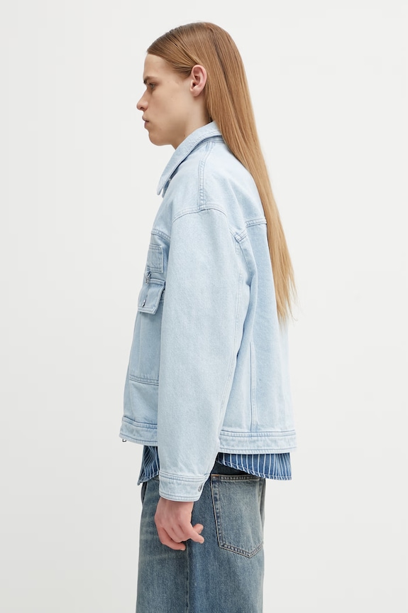 Maison Kitsuné bunda džínová pánská QM02106WD4022 modrá SS26