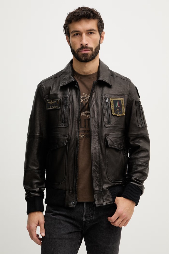 Kožna jakna Aeronautica Militare bez tople podstave smeđa PN5058U100839