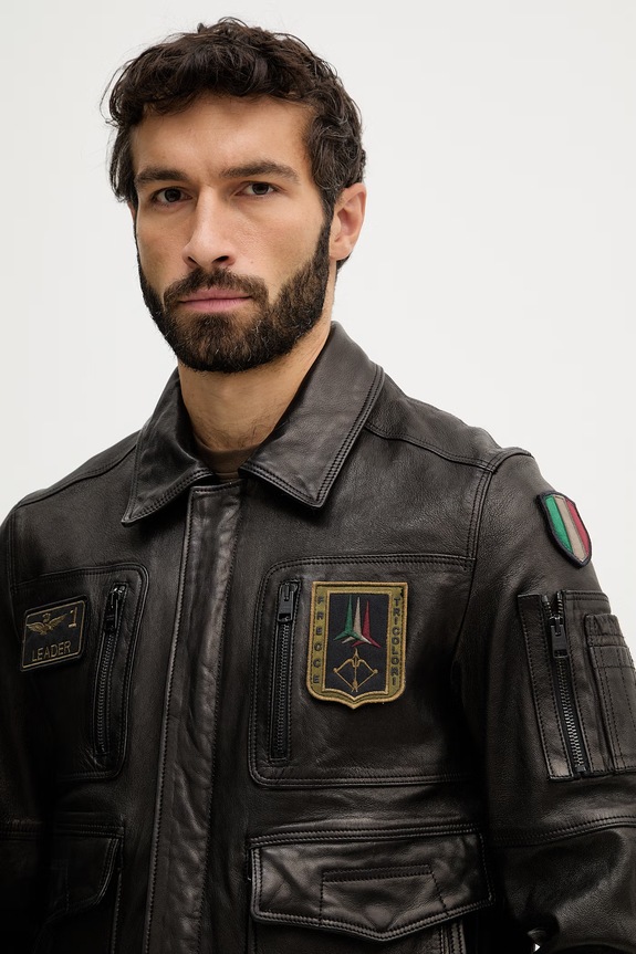 Δερμάτινο μπουφάν Aeronautica Militare PN5058U100839 καφέ
