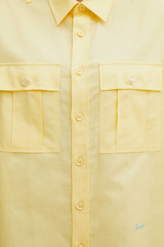 Kenzo Overshirt сорочка з льоном чоловіча жовтий FG55CH5429GO