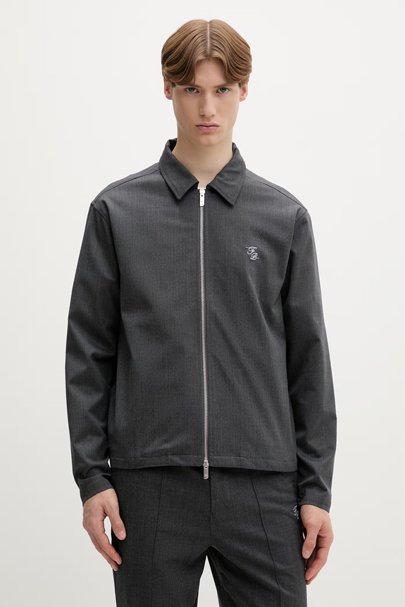 Filling Pieces geacă de tranziție pentru bărbați cu amestec de lână Twill Wool necaptusit gri 422560500247.170
