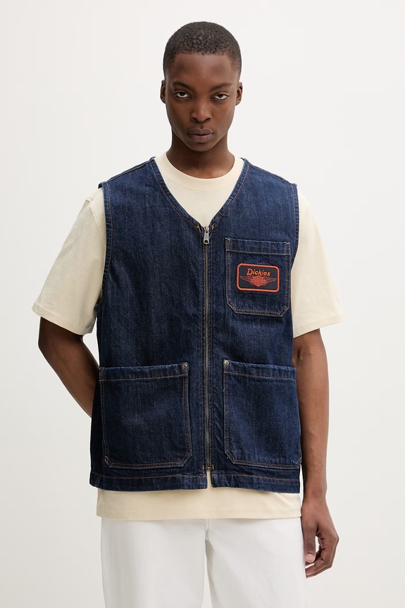 Dickies vestă pentru bărbați, din denim bleumarin DK0A88P4RNB1