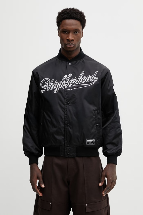 Bomber jakna NEIGHBORHOOD BASEBALL JACKET za prijelazno razdoblje crna 252TSNH.JKM04