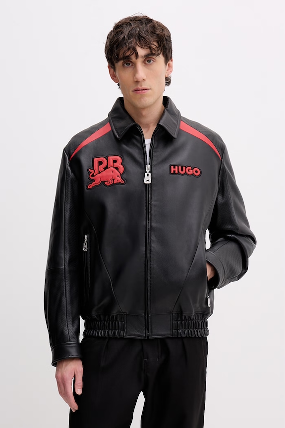 HUGO μπουφάν Ανδρικό Δερμάτινο Lugor_RB μαύρο 50559737