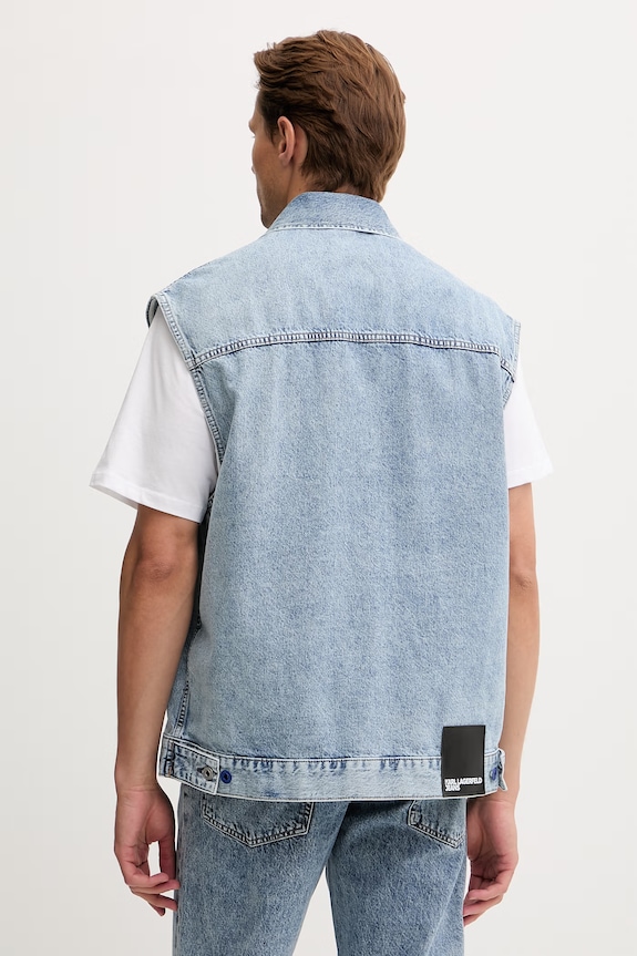 Oblečenie Karl Lagerfeld Jeans vesta pánska rifľová B2M14024 modrá