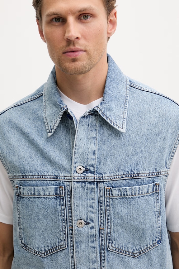 Karl Lagerfeld Jeans vesta pánska rifľová modrá B2M14024
