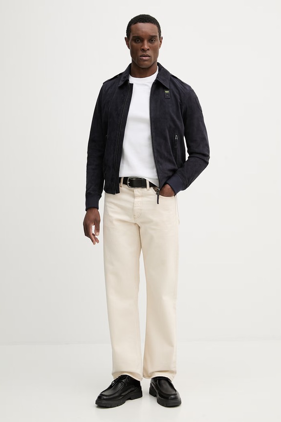 Blauer kurtka zamszowa ALLEN BLUL02436 granatowy SS26