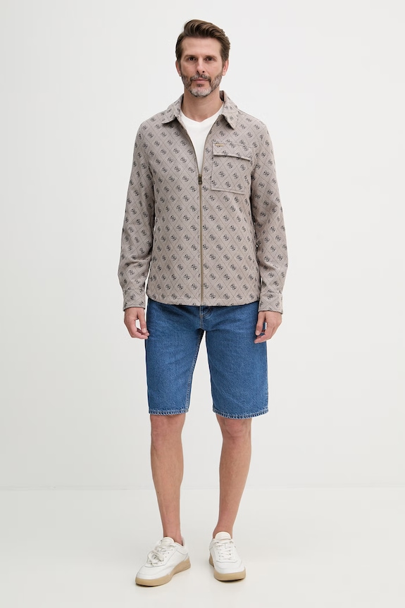 Guess kurtka męska z bawełną M6GL05.W1661 brązowy SS26