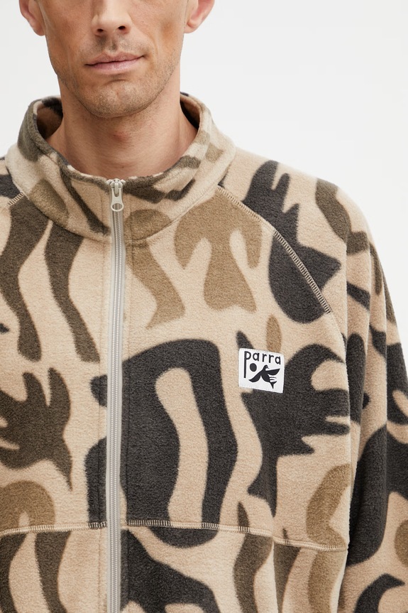 by Parra Just like heaven Felpa con cerniera in pile da uomo beige 55205
