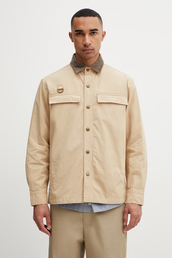 Barbour MOS0460TA71 kurtka koszulowa bawełniana męska beżowy MOS0460TA71