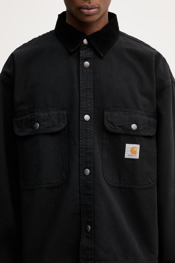 Carhartt WIP Prescott Shirt Jac geacă de tranziție din bumbac pentru bărbați negru I036484.00EGD