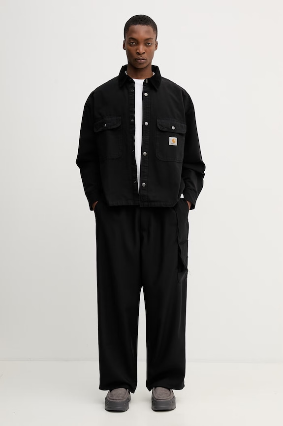 Carhartt WIP Prescott Shirt Jac geacă de tranziție din bumbac pentru bărbați I036484.00EGD negru