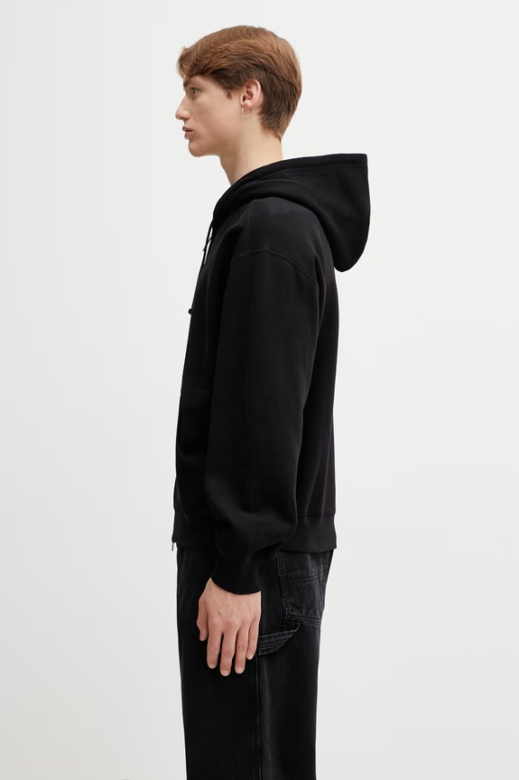 Carhartt WIP Hooded WIP Label Sweat Jacket Men's cotton zip-up hoodie I036347.89XX black SS26