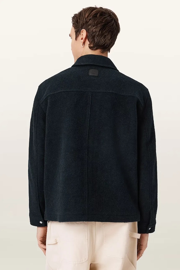 AllSaints πουκάμισο ανδρικό με πρόσμιξη μαλλιού CAYSON M014OE σκούρο μπλε SS26