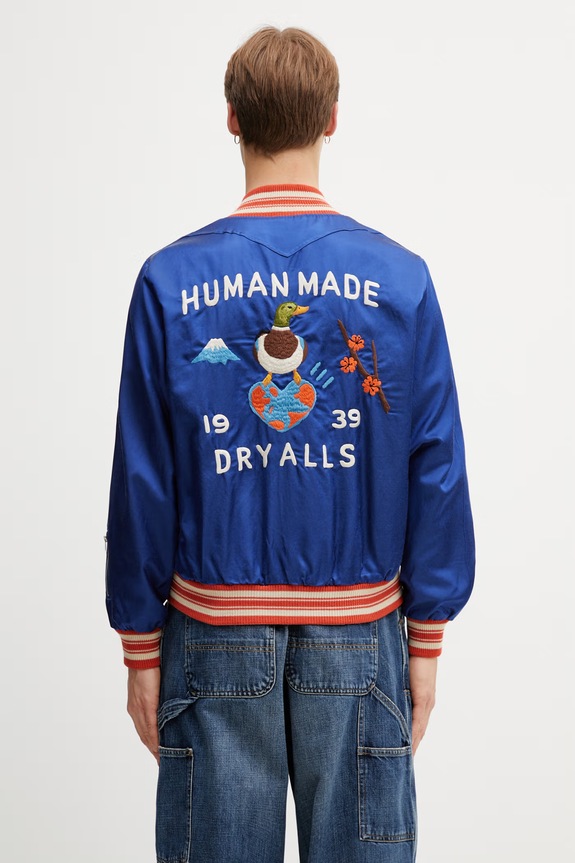 Одежда Human Made куртка-бомбер с хлопком для мужчин HM31JK008 голубой
