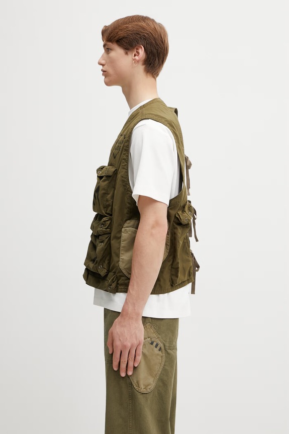 Human Made MENS WOVEN JACKET безрукавка с хлопком для мужчин HM31JK010 зелёный SS26
