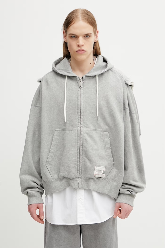 Maison MIHARA YASUHIRO bluza rozpinana z kapturem bawełniana męska szary A16PK561